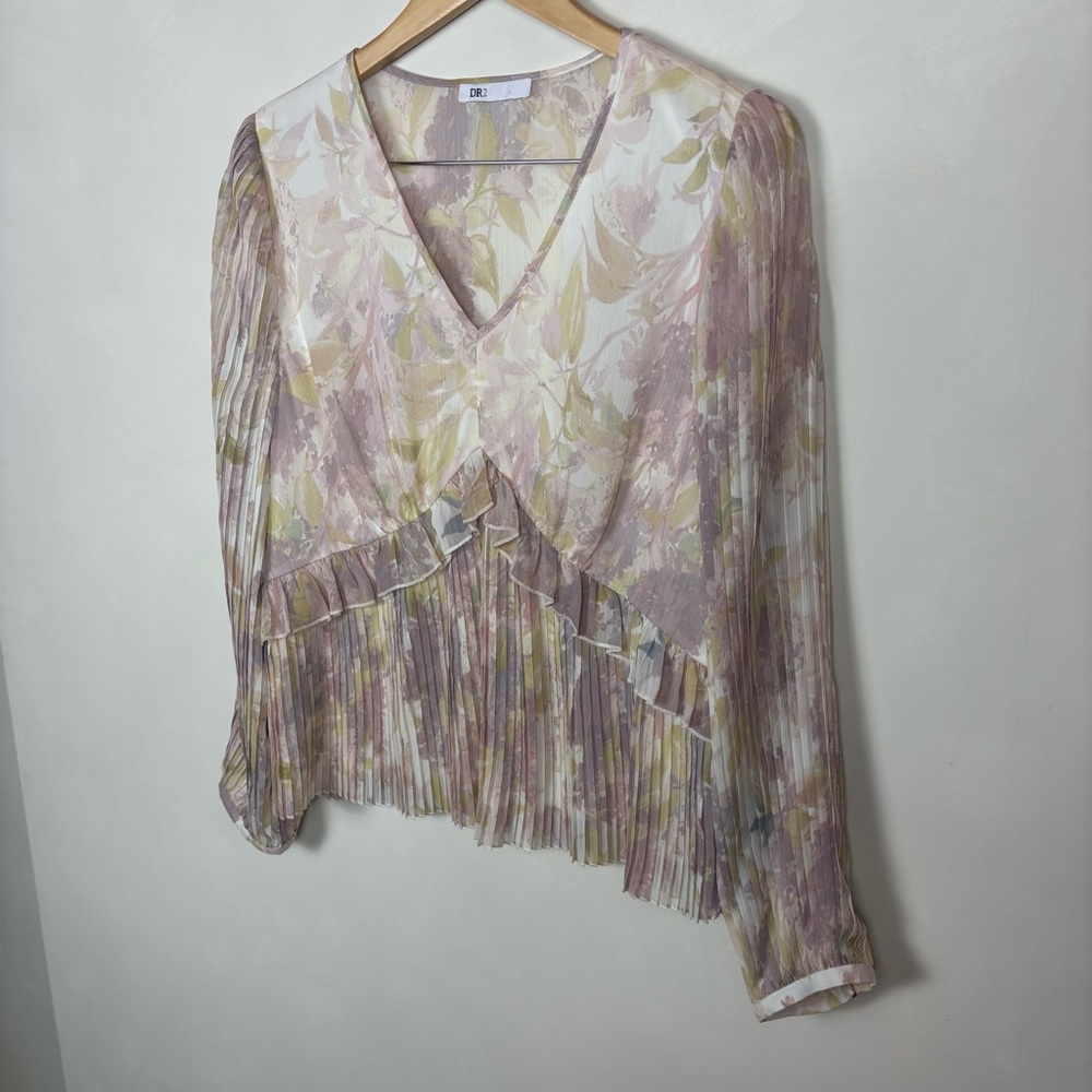 DR2 Ruffled Babydoll Top women's Sz L/XL Pleated Coquette Cottagecore Fairycore - Picture 10 of 13